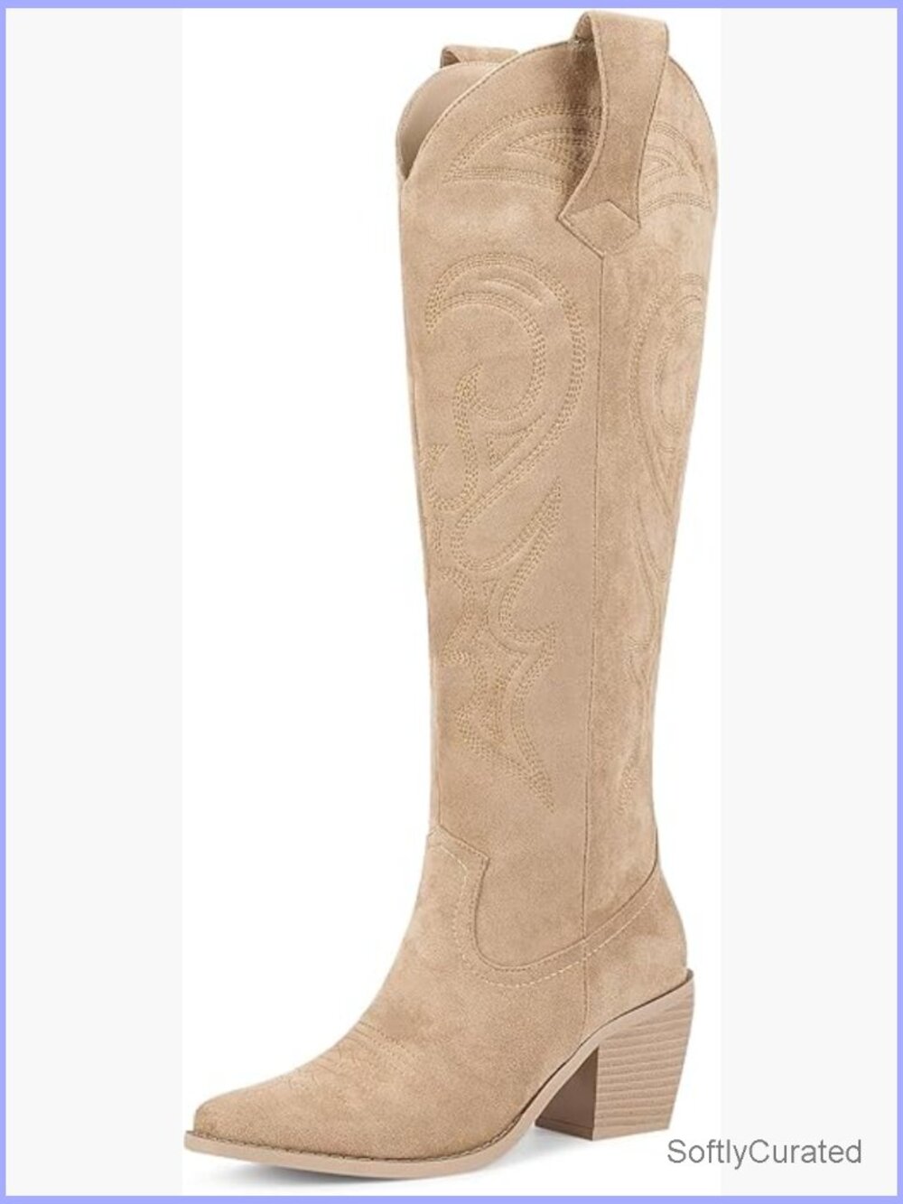 Knee High Cowboy Boots - Cowgirl Boots with Side Zip, Embroidered Western Boots